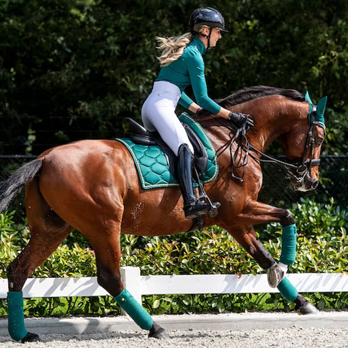 Luxury Handmade Green Camo Saddle Pad outlet Numnah, Fly Veil and Brushing boots